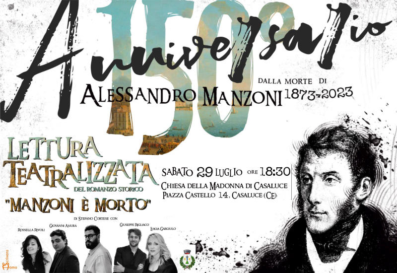 Casaluce. L’attore de L’Amica geniale Giovanni Amura e Rossella Rivoli danno voce e corpo al romanzo di Stefano Cortese, “Manzoni è morto”